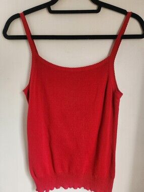 GAP Cotton Red Cami/Cardigan Scallop Edge Twinset- Sz M